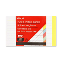 COLORED INDEX CARD ASST 3X5in 100 CT BULK RULED