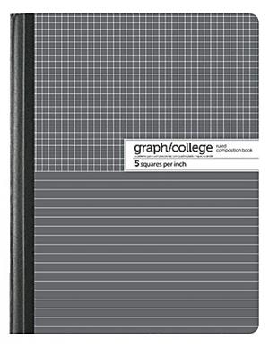 Brand Composition Book, 7-1/2" x 9-3/4", College/Graph Ruled, Gray/White, 100 Sheets